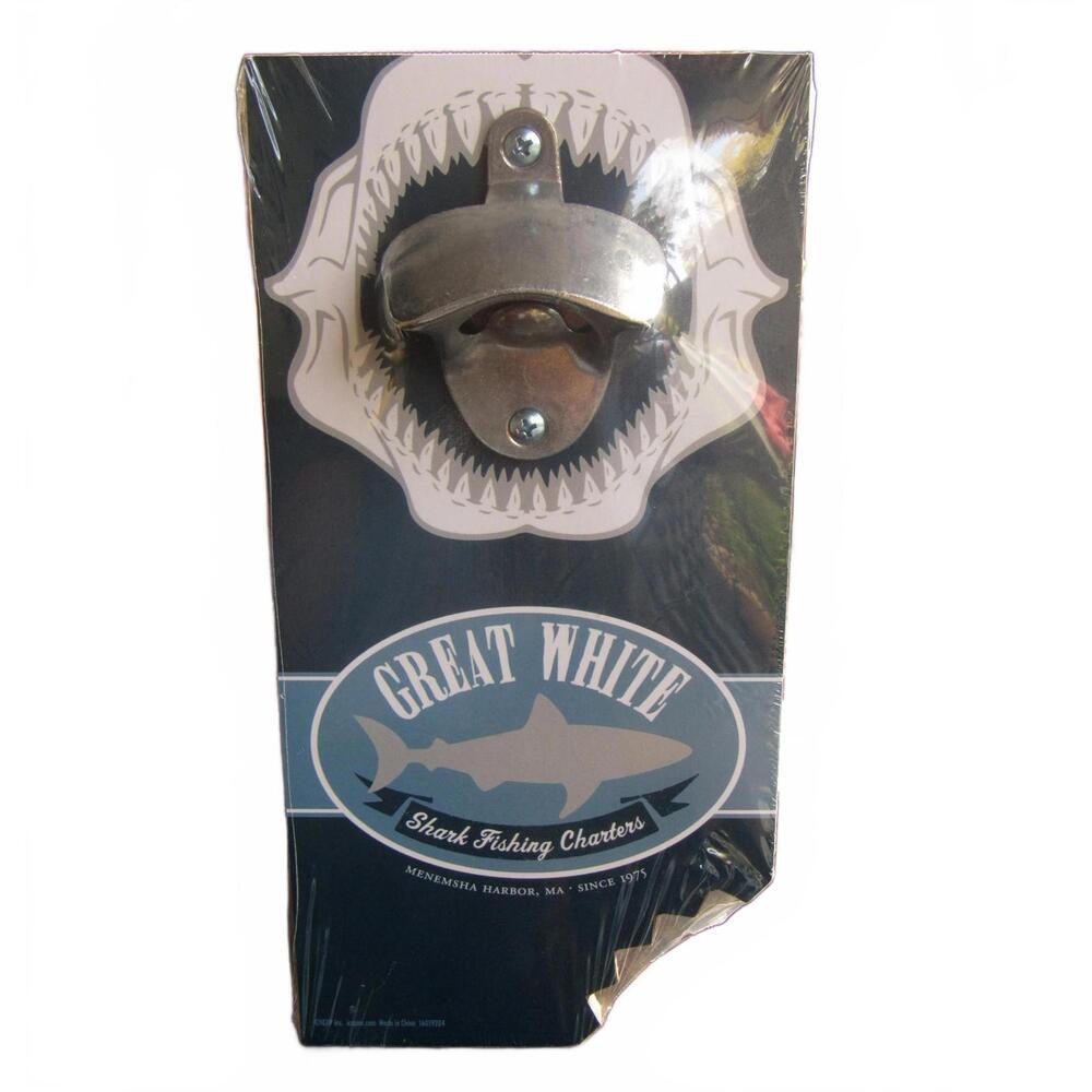 Great White Shark Fishing Charter Bottle Opener Wall Mount New